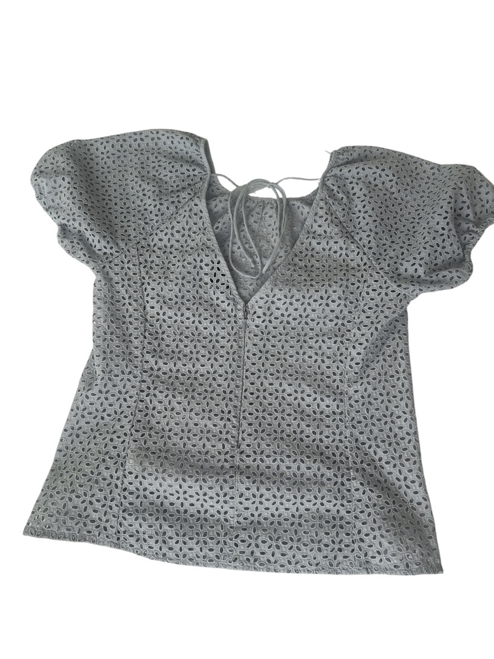 J. Crew Lavender V-Back Eyelet Short-Sleeve Blouse - Picture 5 of 7